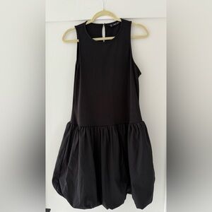Mango Short Puffed Hem Black Sleeveless Dress